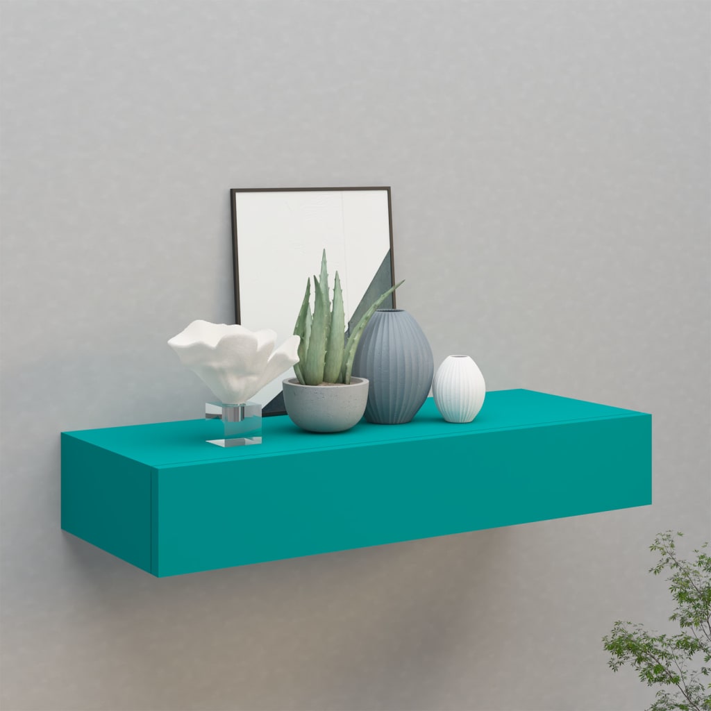 vidaXL Wand-Schubladenregal Blau 60x23,5x10 cm MDF
