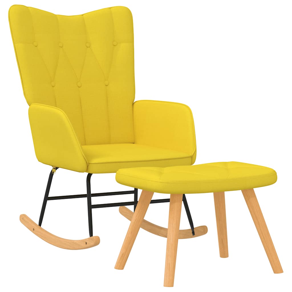 vidaXL Schaukelsessel mit Hocker Senfgelb Stoff