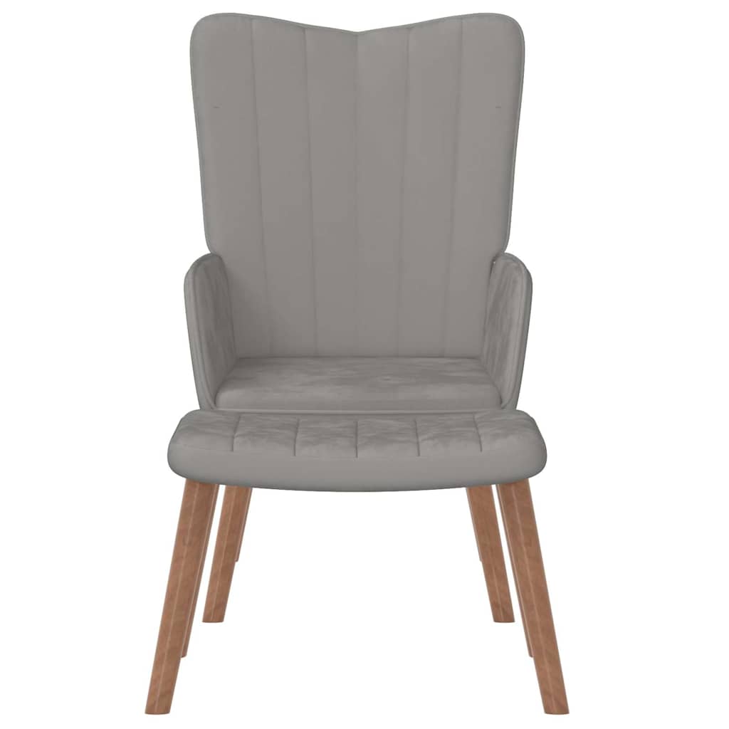 vidaXL Relaxsessel mit Hocker Hellgrau Samt