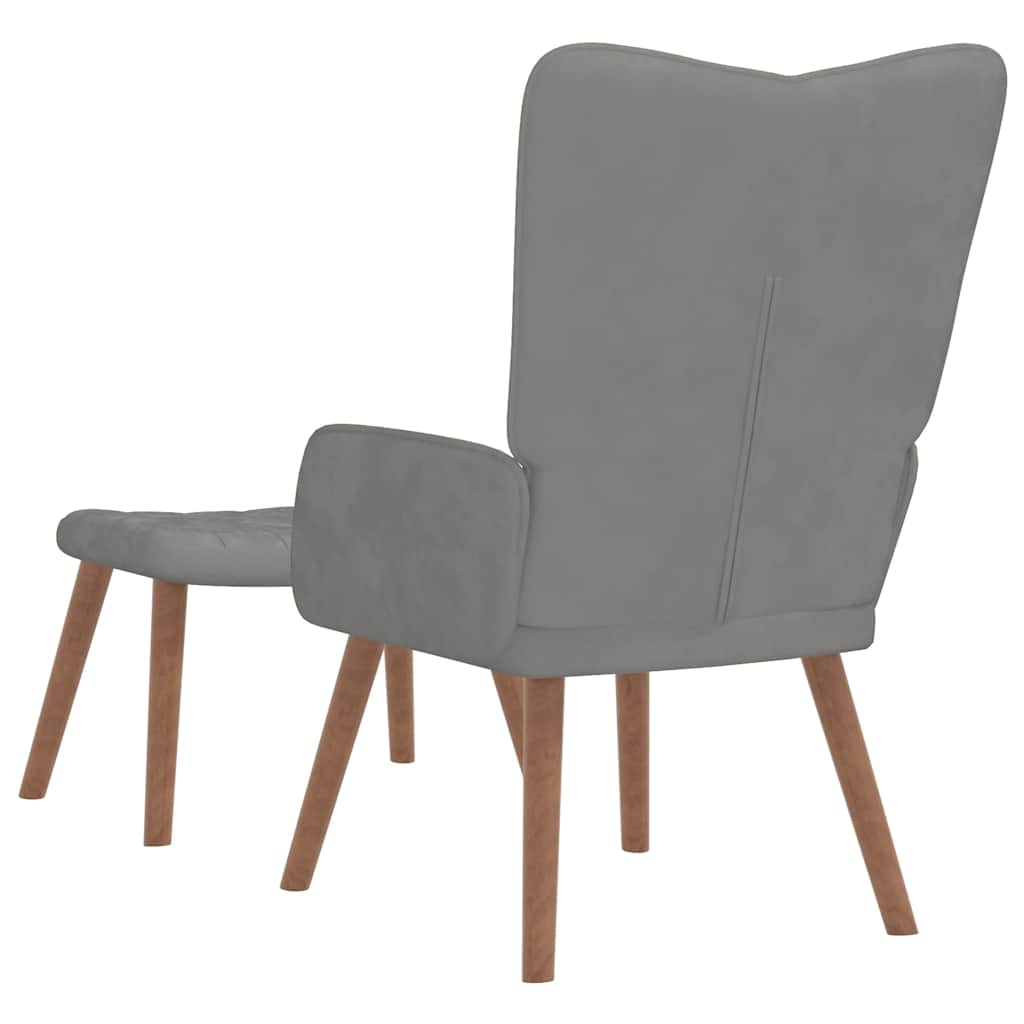 vidaXL Relaxsessel mit Hocker Hellgrau Samt