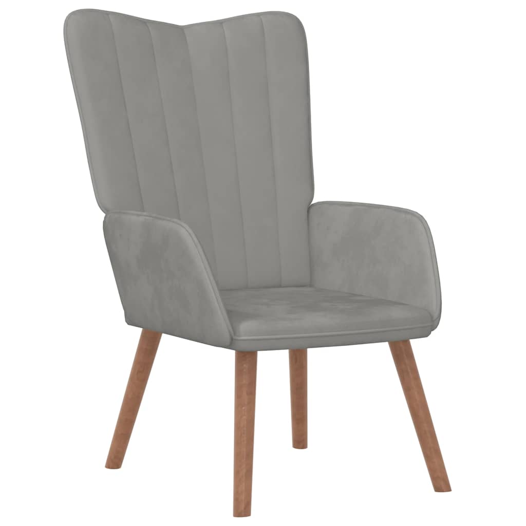 vidaXL Relaxsessel mit Hocker Hellgrau Samt