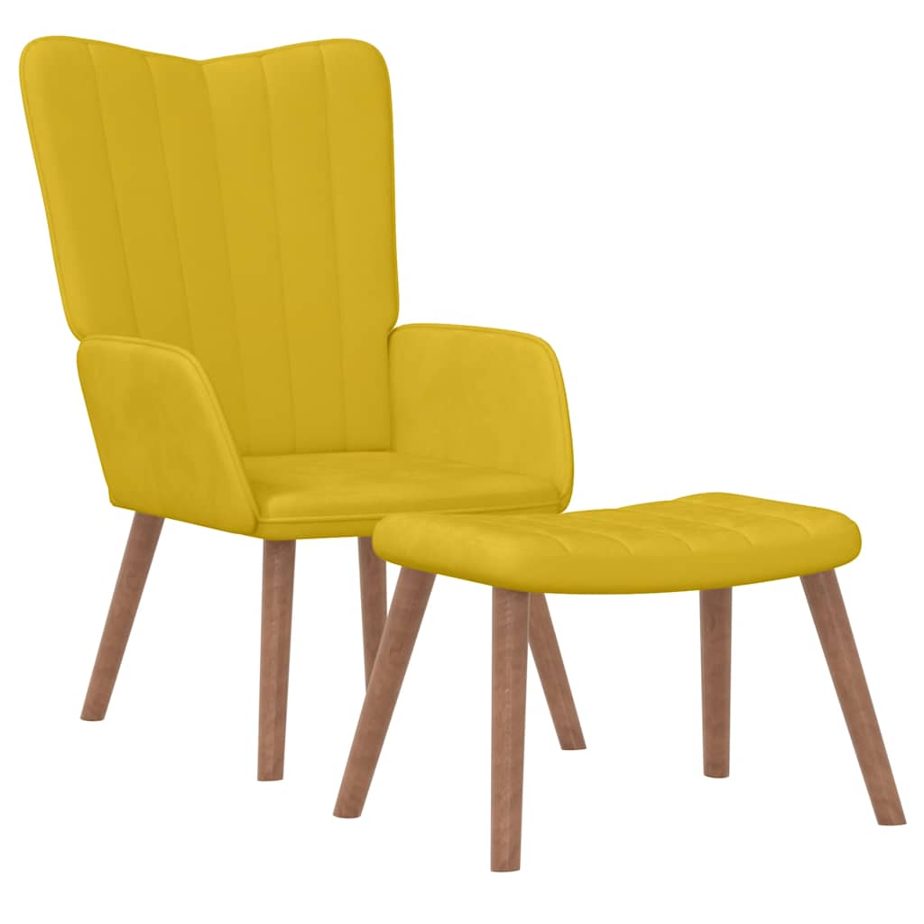 vidaXL Relaxsessel mit Hocker Senfgelb Samt