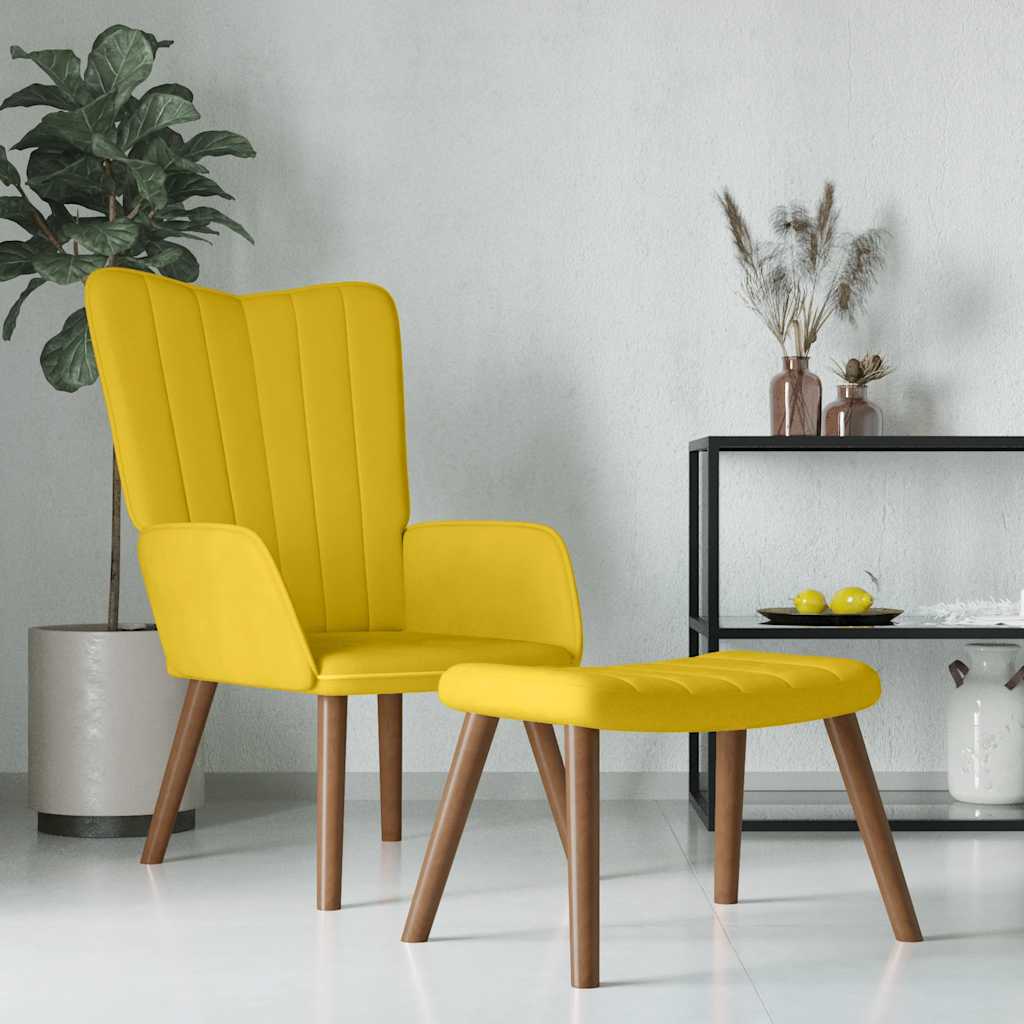 vidaXL Relaxsessel mit Hocker Senfgelb Samt
