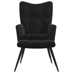 vidaXL Relaxsessel mit Hocker Schwarzer Samt