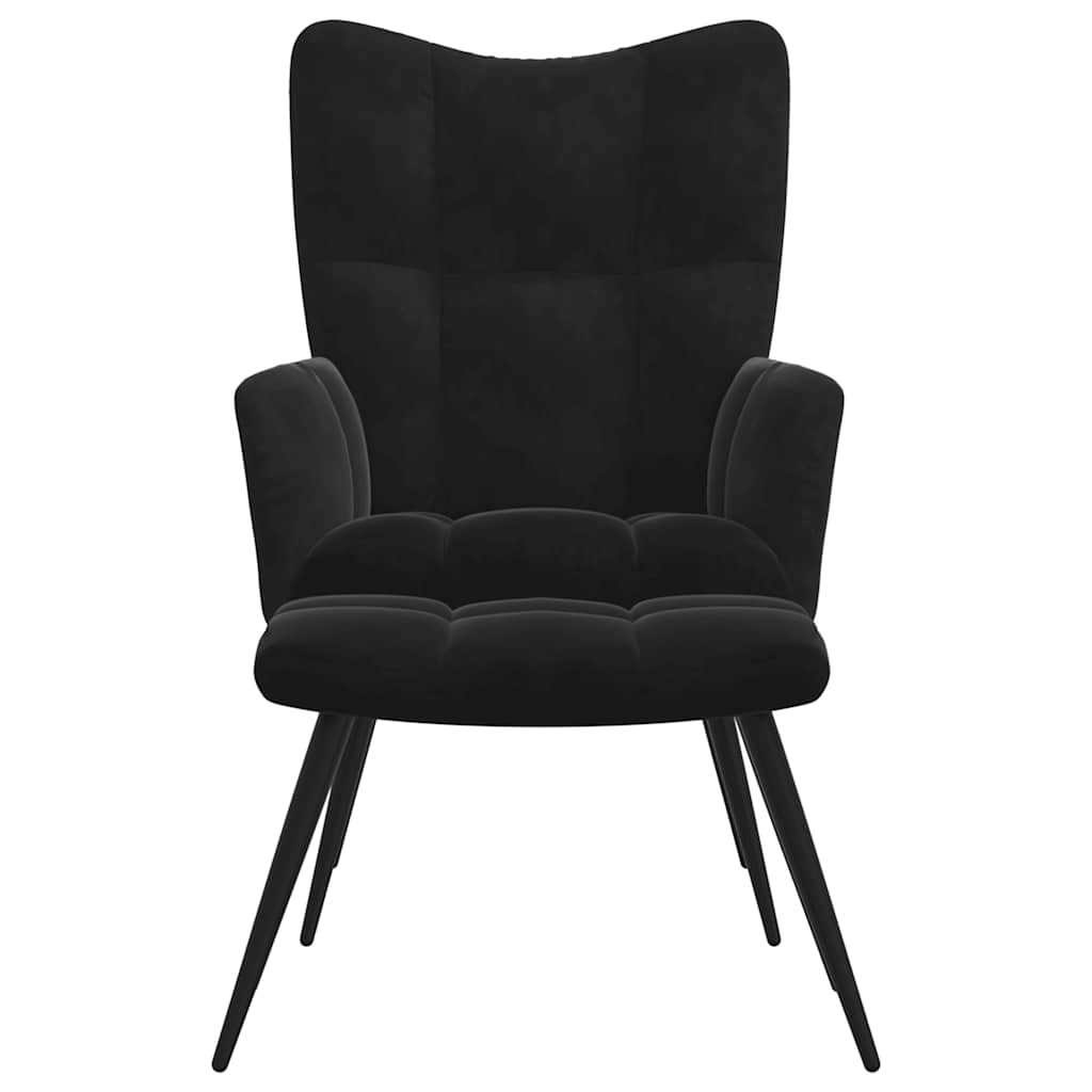 vidaXL Relaxsessel mit Hocker Schwarzer Samt