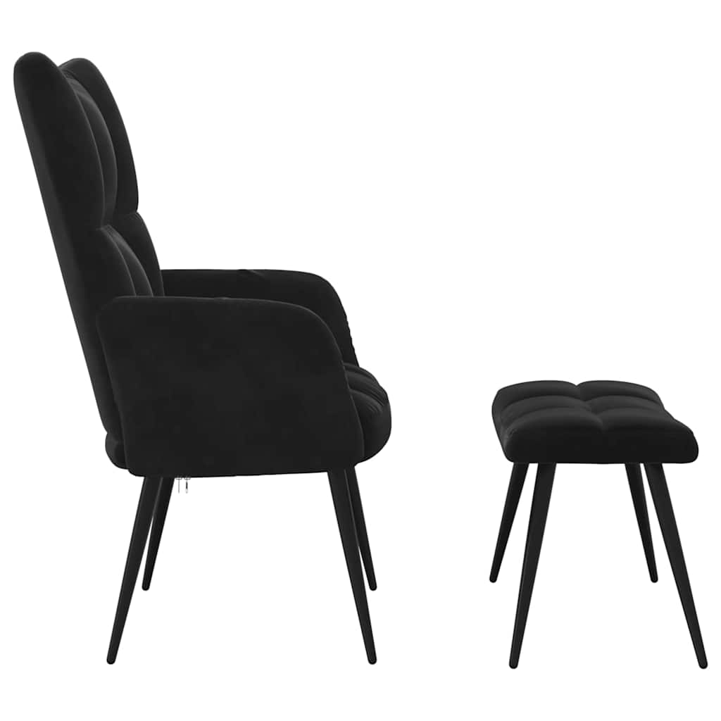 vidaXL Relaxsessel mit Hocker Schwarzer Samt