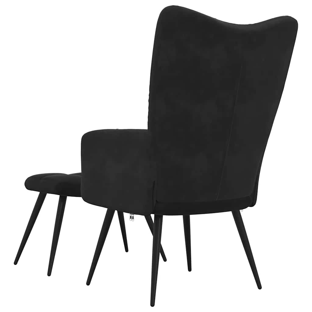 vidaXL Relaxsessel mit Hocker Schwarzer Samt
