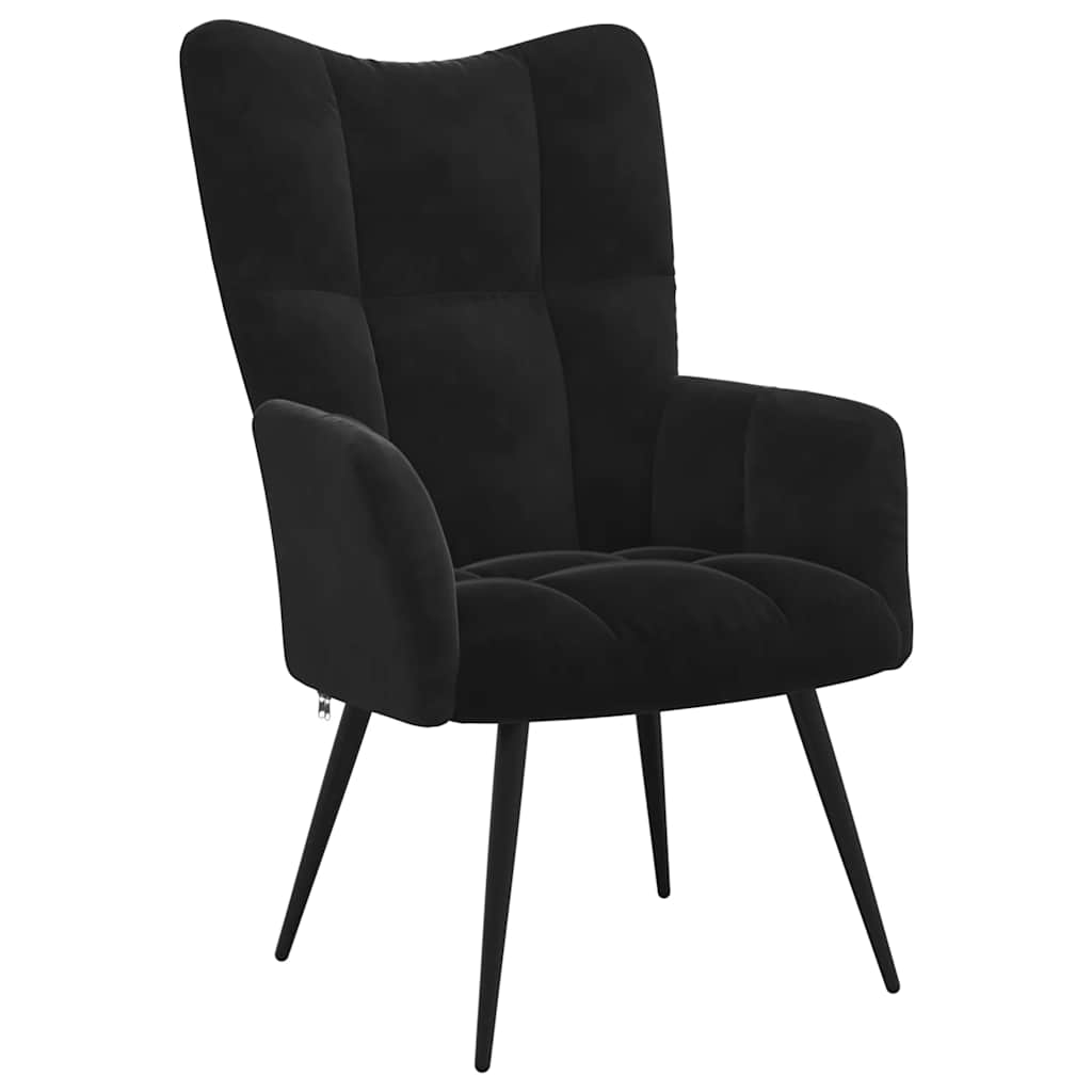 vidaXL Relaxsessel mit Hocker Schwarzer Samt