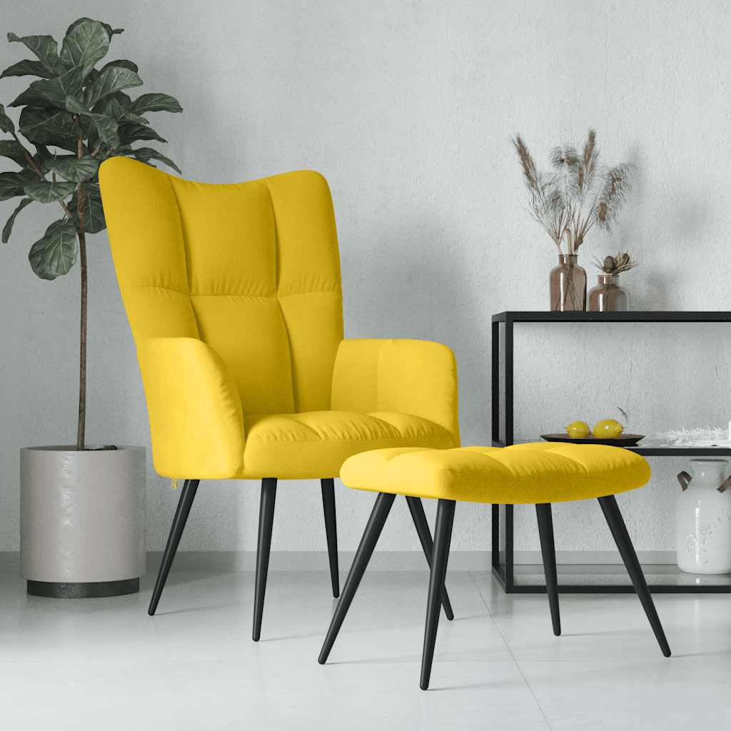 vidaXL Relaxsessel mit Hocker Senfgelber Samt