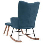 vidaXL Schaukelstuhl mit Hocker Blauer Samt