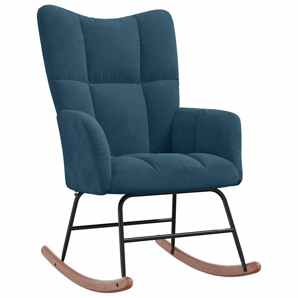 vidaXL Schaukelstuhl mit Hocker Blauer Samt