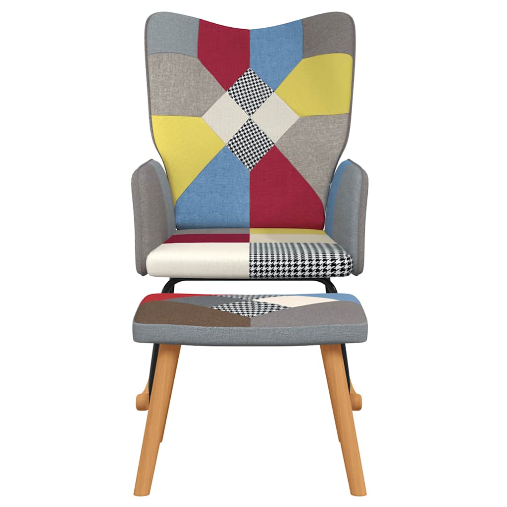 vidaXL Schaukelstuhl mit Hocker Patchwork Stoff