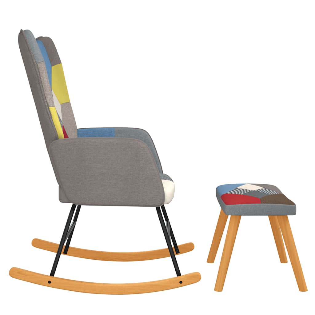 vidaXL Schaukelstuhl mit Hocker Patchwork Stoff