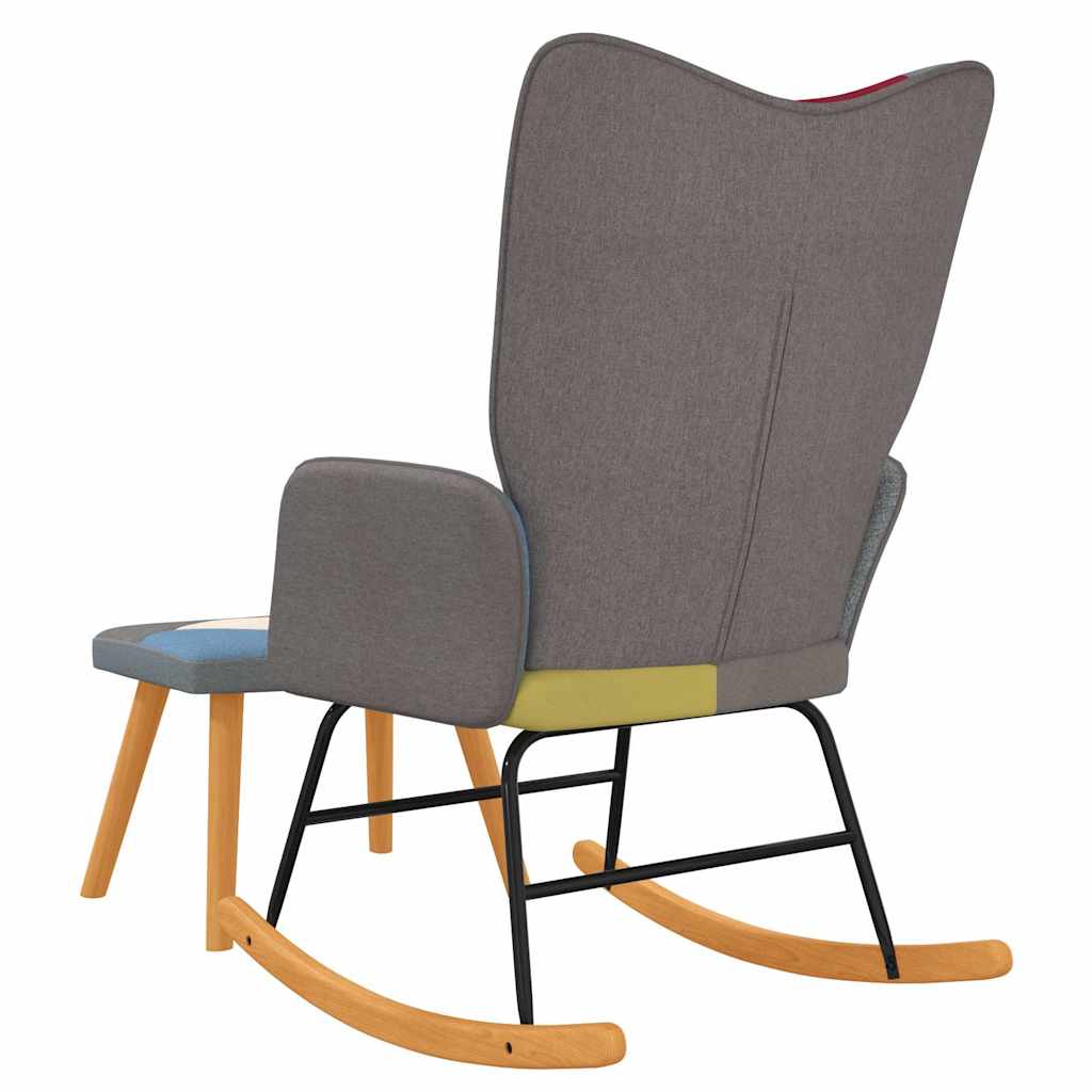vidaXL Schaukelstuhl mit Hocker Patchwork Stoff