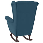 vidaXL Schaukelstuhl Ohrensessel Blau Samt und Massivholz