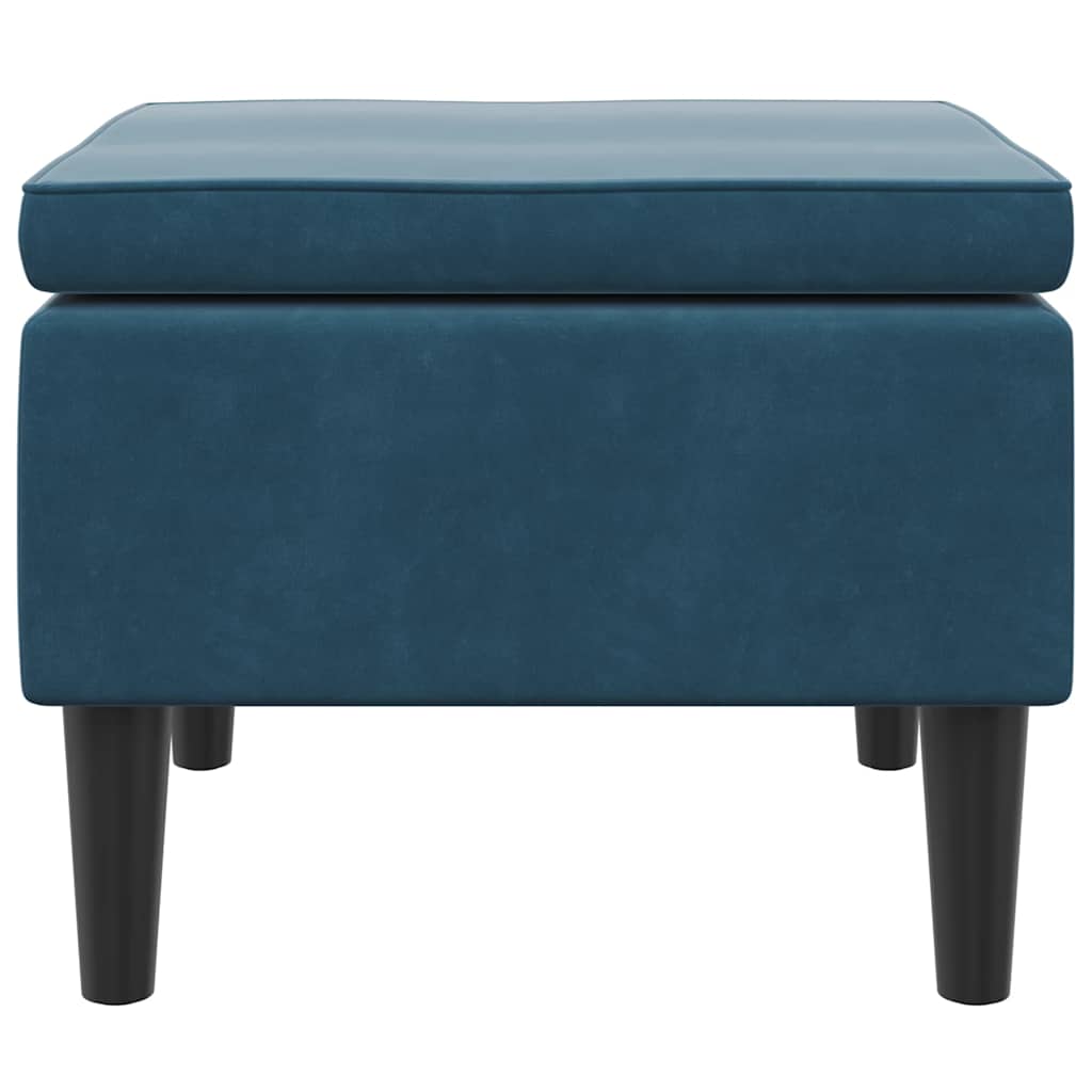 vidaXL Hocker mit Holzbeinen Blau Samt