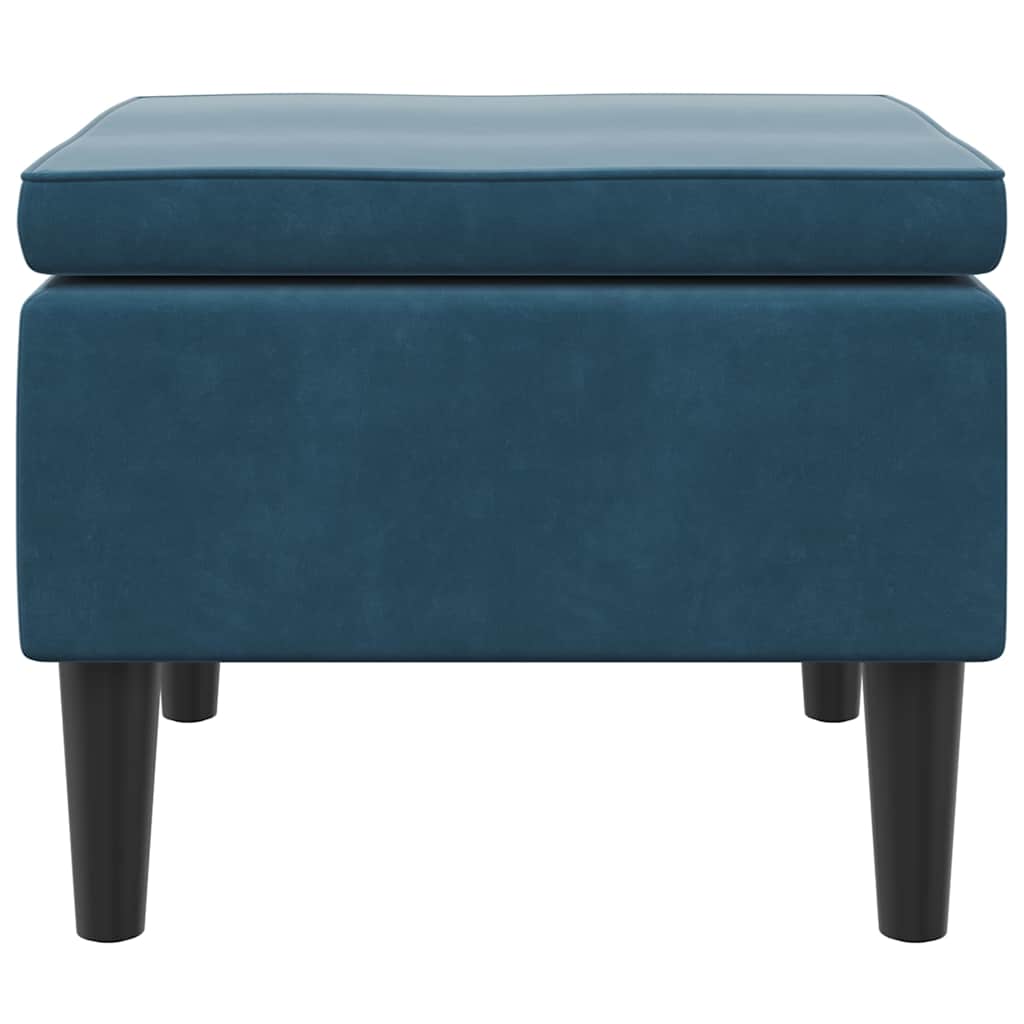 vidaXL Hocker mit Holzbeinen Blau Samt