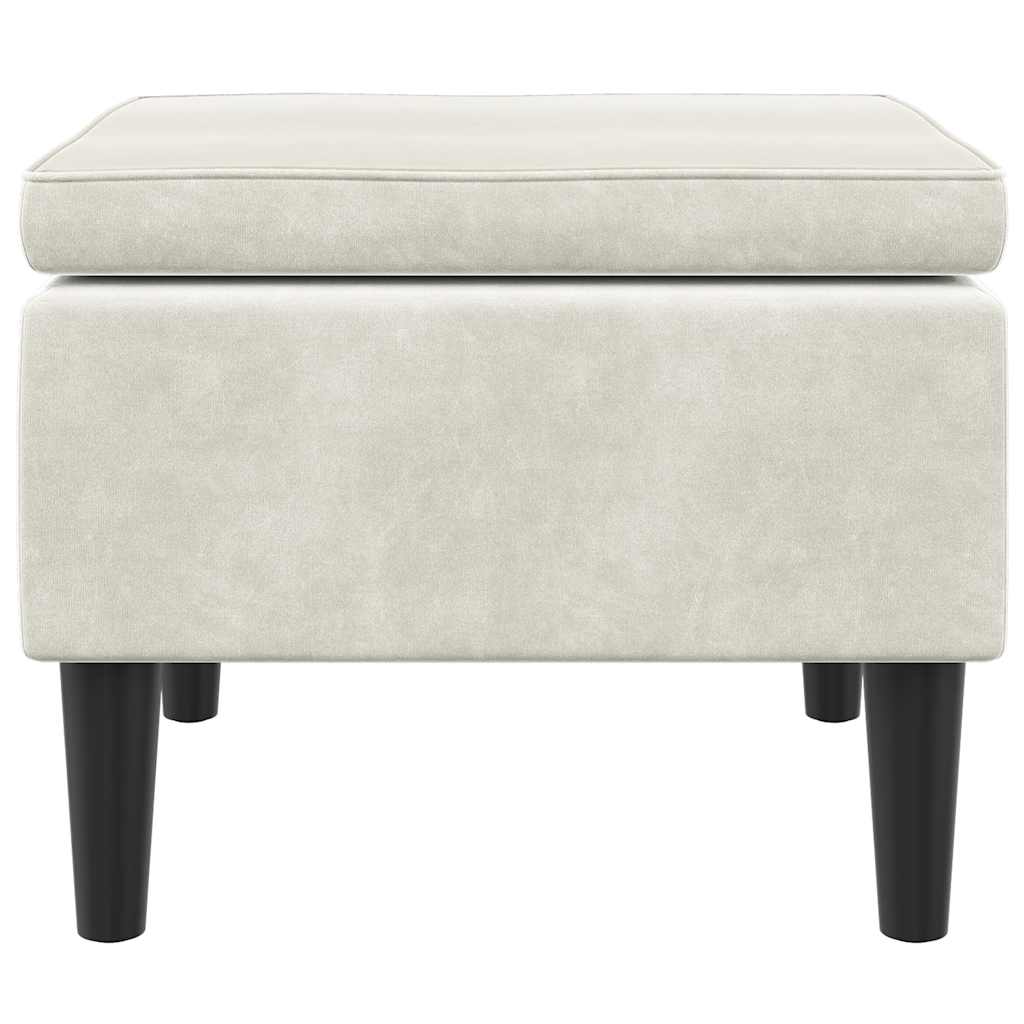 vidaXL Hocker mit Holzbeinen Cremefarbener Samt