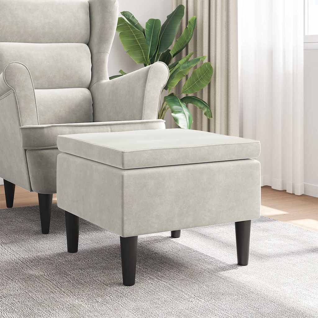 vidaXL Hocker mit Holzbeinen Cremefarbener Samt