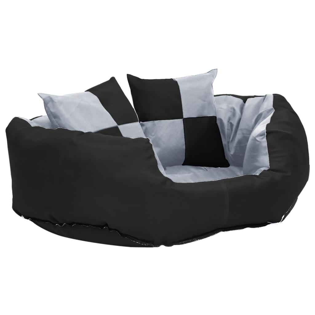 vidaXL Wendbares & waschbares Hundekissen Grau und Schwarz 65x50x20 cm