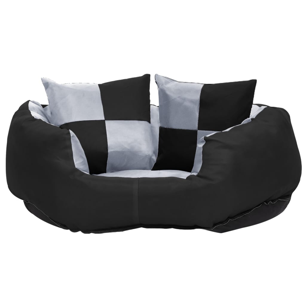vidaXL Wendbares & waschbares Hundekissen Grau und Schwarz 65x50x20 cm