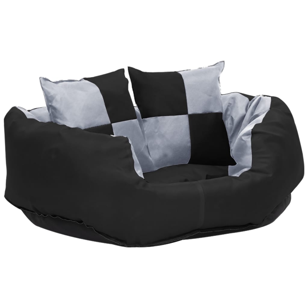 vidaXL Wendbares & waschbares Hundekissen Grau und Schwarz 65x50x20 cm