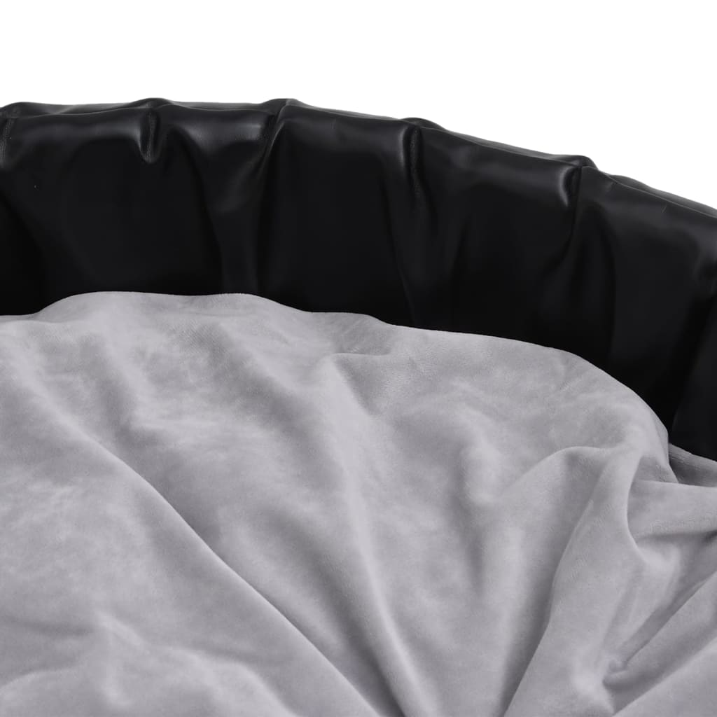 vidaXL Hundebett Schwarz-Grau 69x59x19 cm Plüsch und Kunstleder