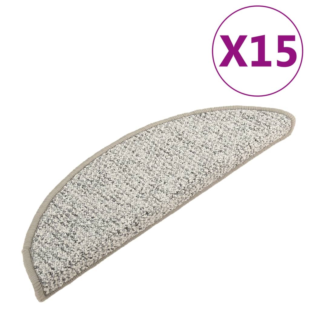 vidaXL Treppenmatten 15 Stk. Hellgrau 56x17x3 cm