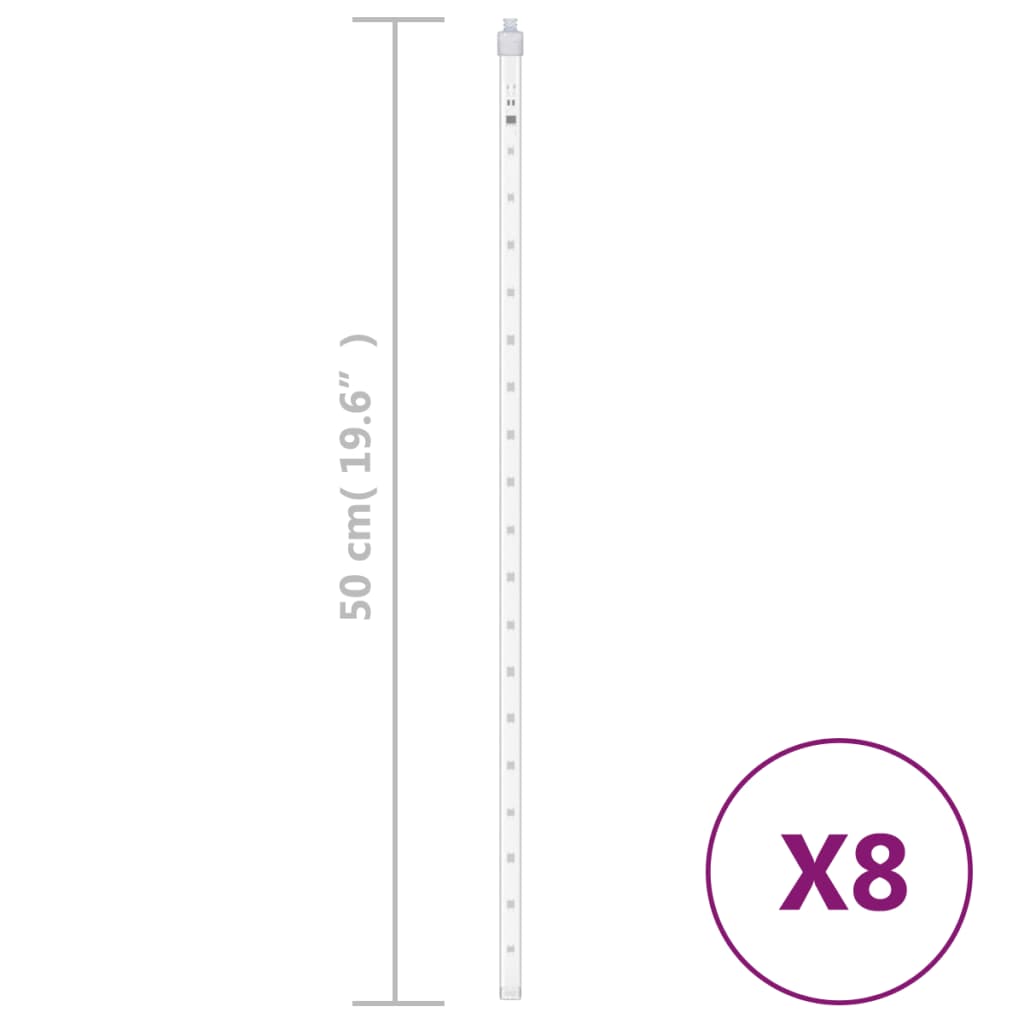vidaXL 8 Stk. Meteorlichter 50 cm 288 LEDs Innen- Außenbereich Blau