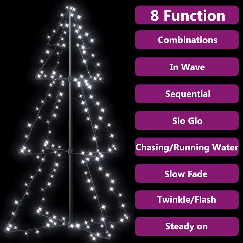 vidaXL Weihnachtsbaum in Kegelform 160 LEDs Indoor & Outdoor 78x120 cm