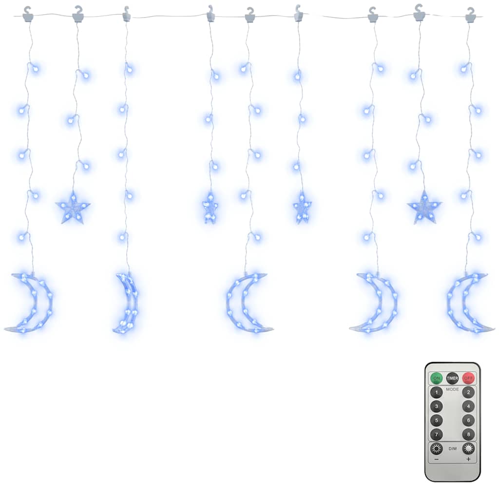 vidaXL Lichterketten Stern und Mond Fernbedienung 138 LED Blau