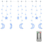 vidaXL Lichterketten Stern und Mond Fernbedienung 138 LED Blau