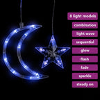 vidaXL Lichterketten Stern und Mond Fernbedienung 138 LED Blau