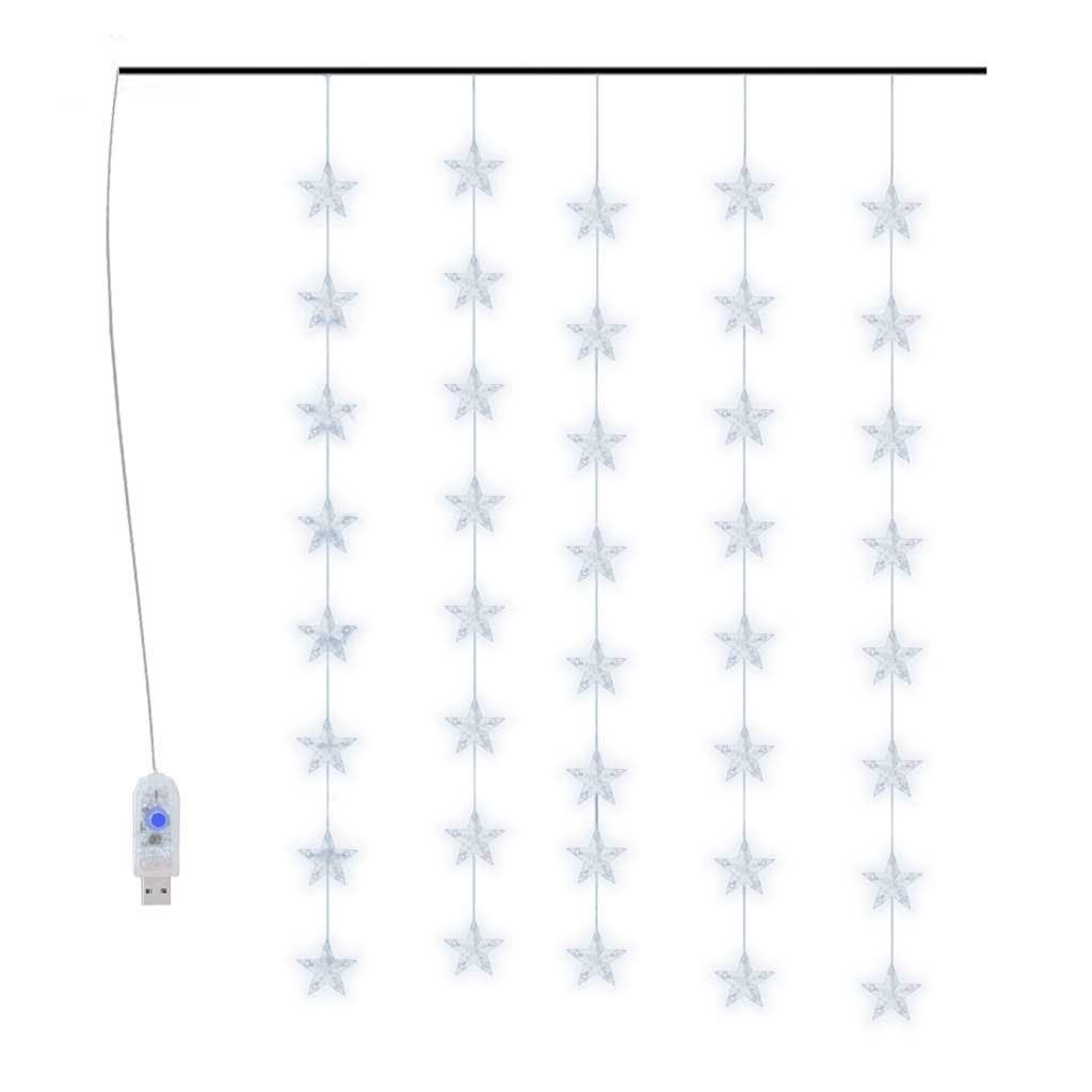 vidaXL LED Sternenvorhang Lichterkette 200 LED Kaltweiß 8 Funktionen