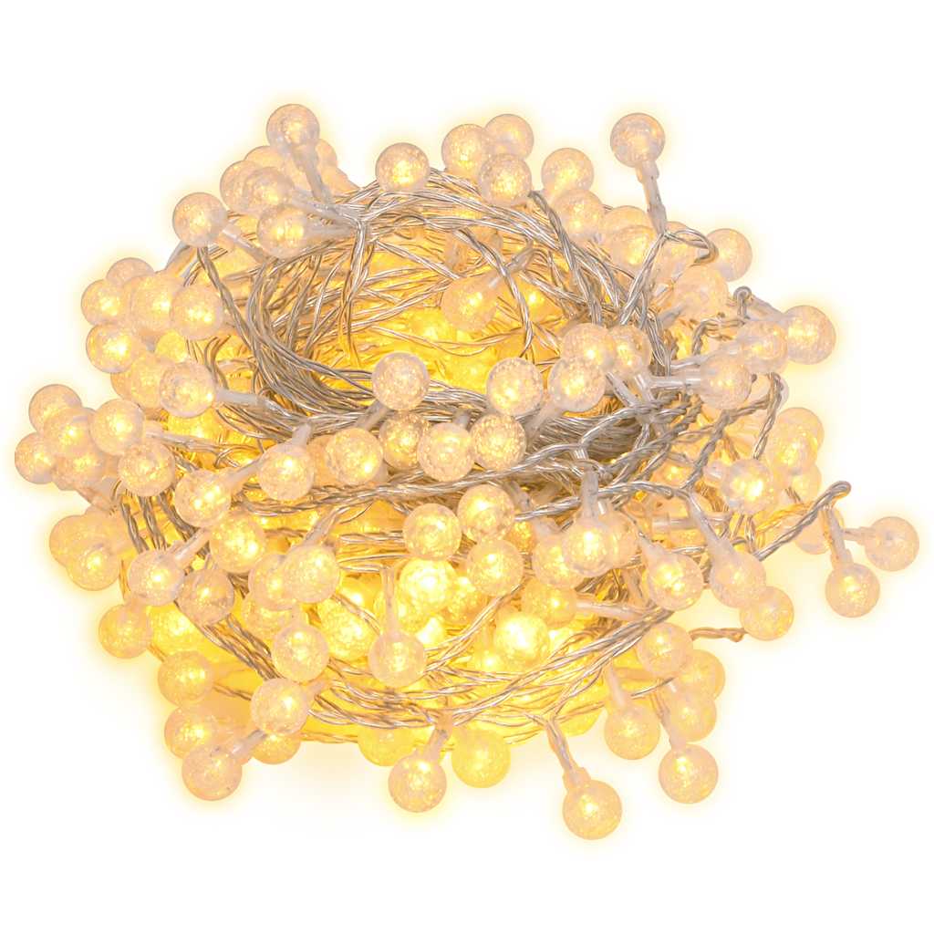 vidaXL Lichterkette Kugeln 20 m 200 LED Warmweiß 8 Funktionen