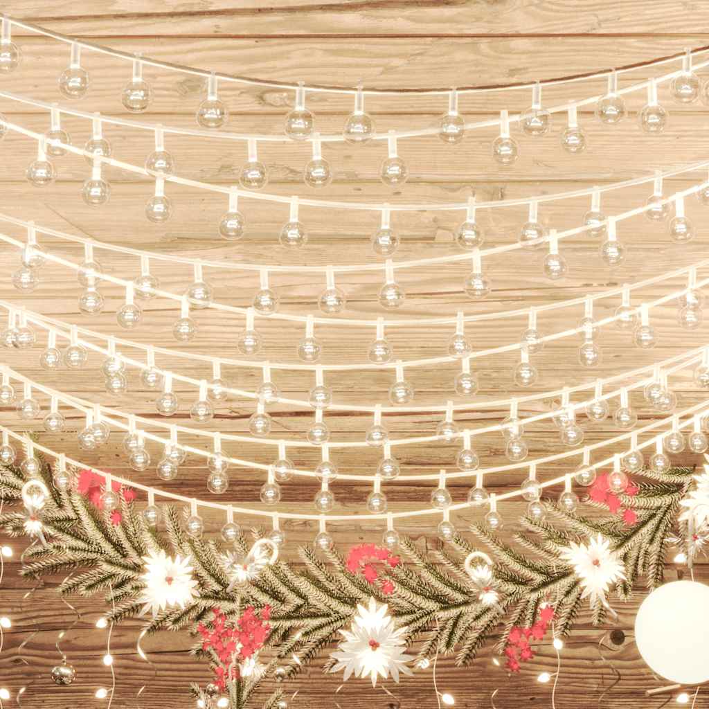 vidaXL Lichterkette Kugeln 20 m 200 LED Warmweiß 8 Funktionen