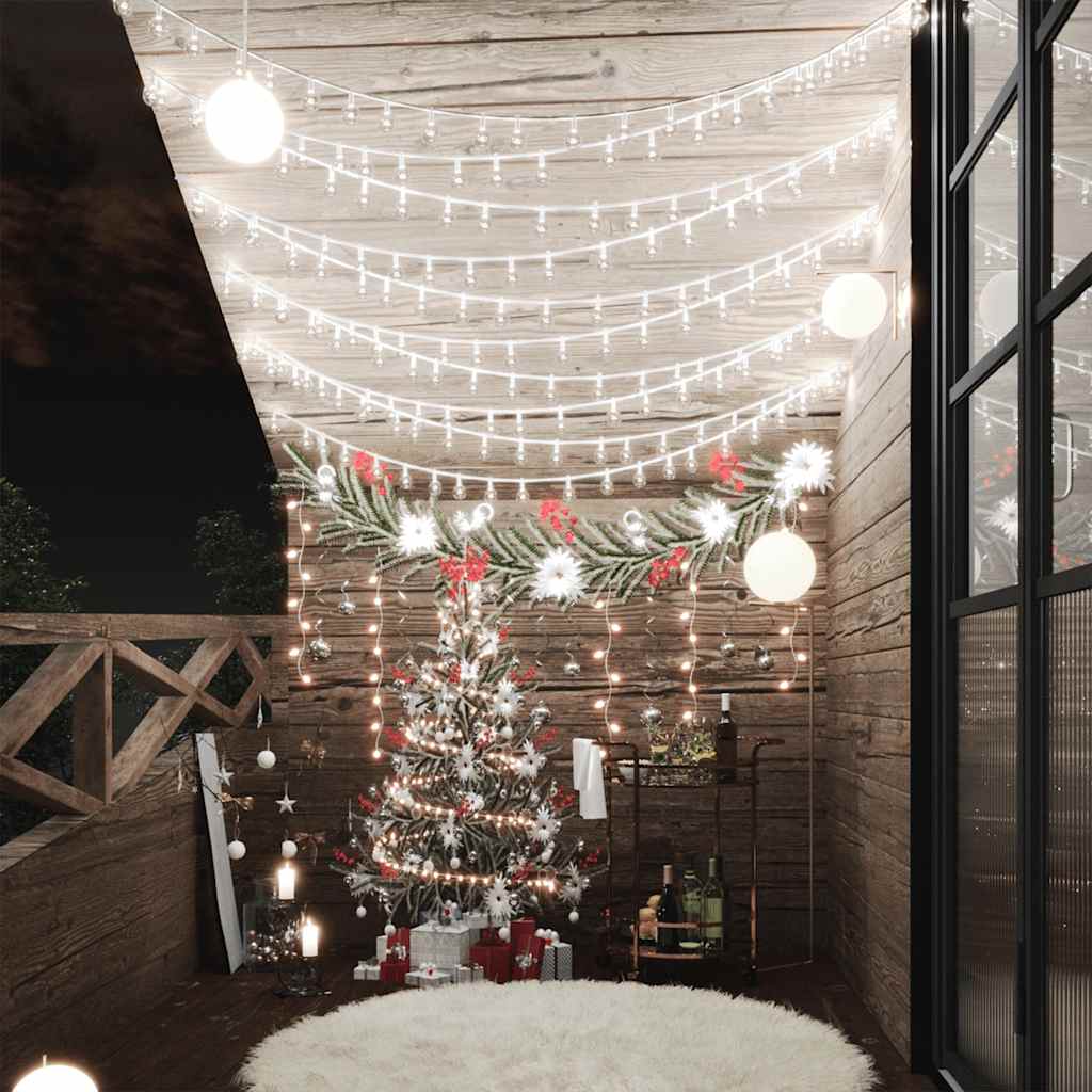 vidaXL Lichterkette Kugeln 20 m 200 LED Warmweiß 8 Funktionen