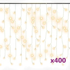 vidaXL Lichtervorhang LED Eiszapfen 10 m 400 LED Warmweiß 8 Funktionen