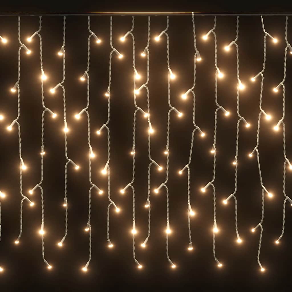 vidaXL Lichtervorhang LED Eiszapfen 10 m 400 LED Warmweiß 8 Funktionen