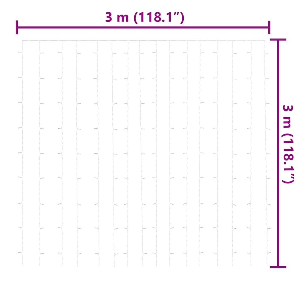 vidaXL LED-Lichtervorhang 3x3 m 300 LED Bunt 8 Funktionen
