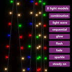 vidaXL LED-Lichtervorhang 3x3 m 300 LED Bunt 8 Funktionen