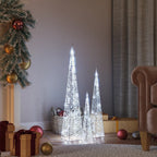 vidaXL LED-Leuchtkegel-Set Acryl Deko Kaltweiß 30/45/60 cm