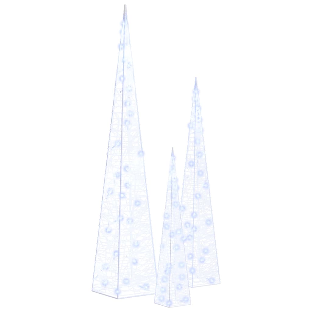 vidaXL LED-Leuchtkegel-Set Acryl Deko Blau 30/45/60 cm