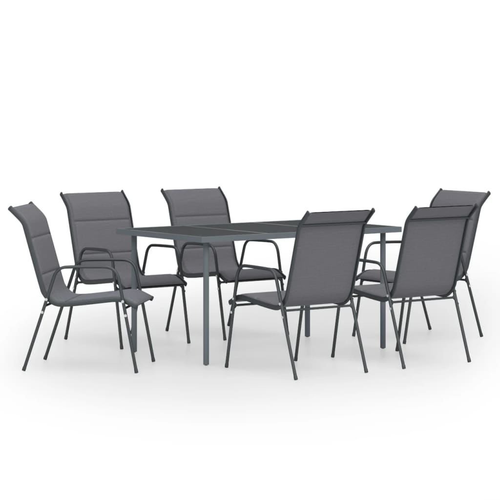 vidaXL 7-tlg. Garten-Essgruppe Stahl Anthrazit