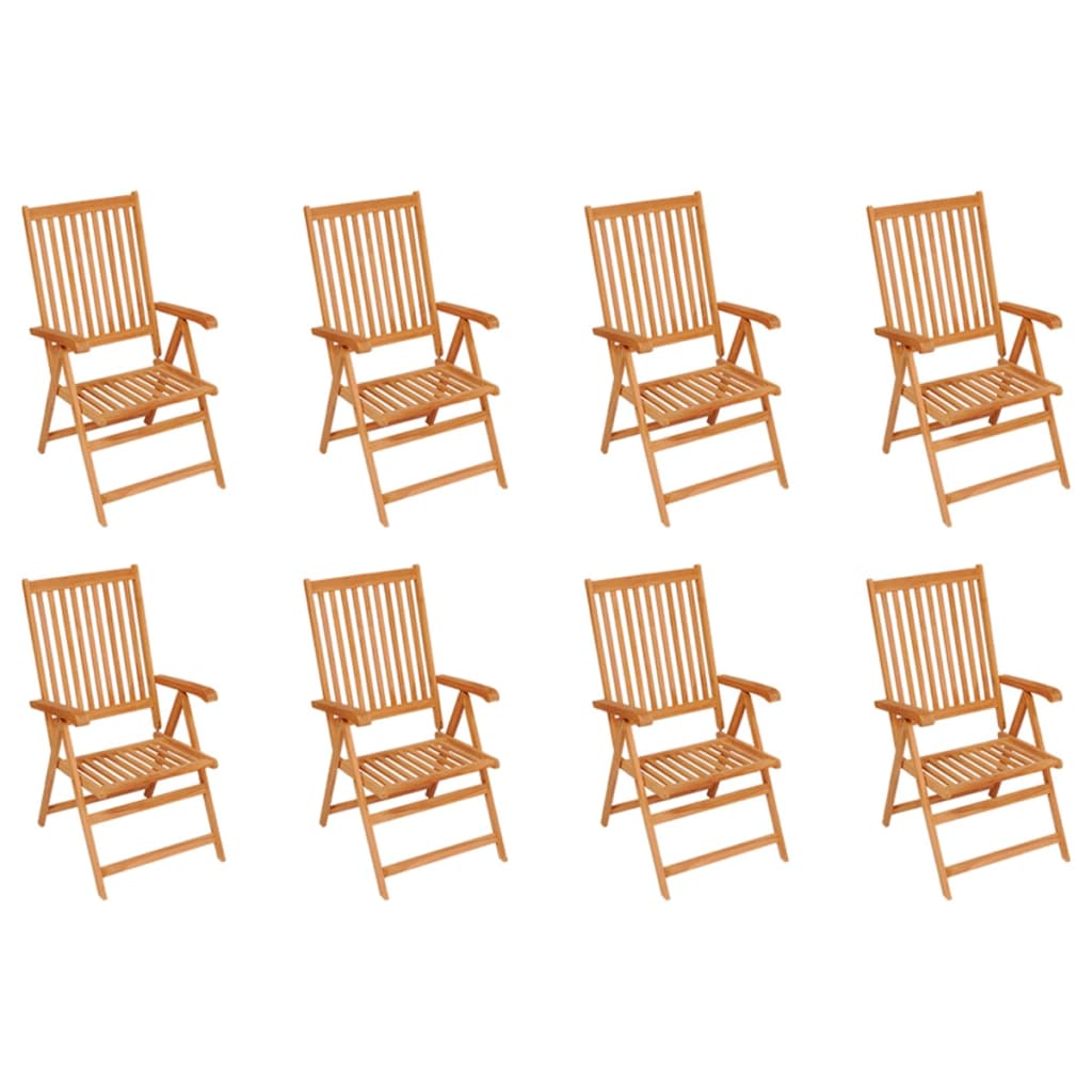 vidaXL Verstellbare Gartenstühle mit Auflagen 8 Stk. Massivholz Teak