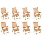 vidaXL Verstellbare Gartenstühle mit Auflagen 8 Stk. Massivholz Teak