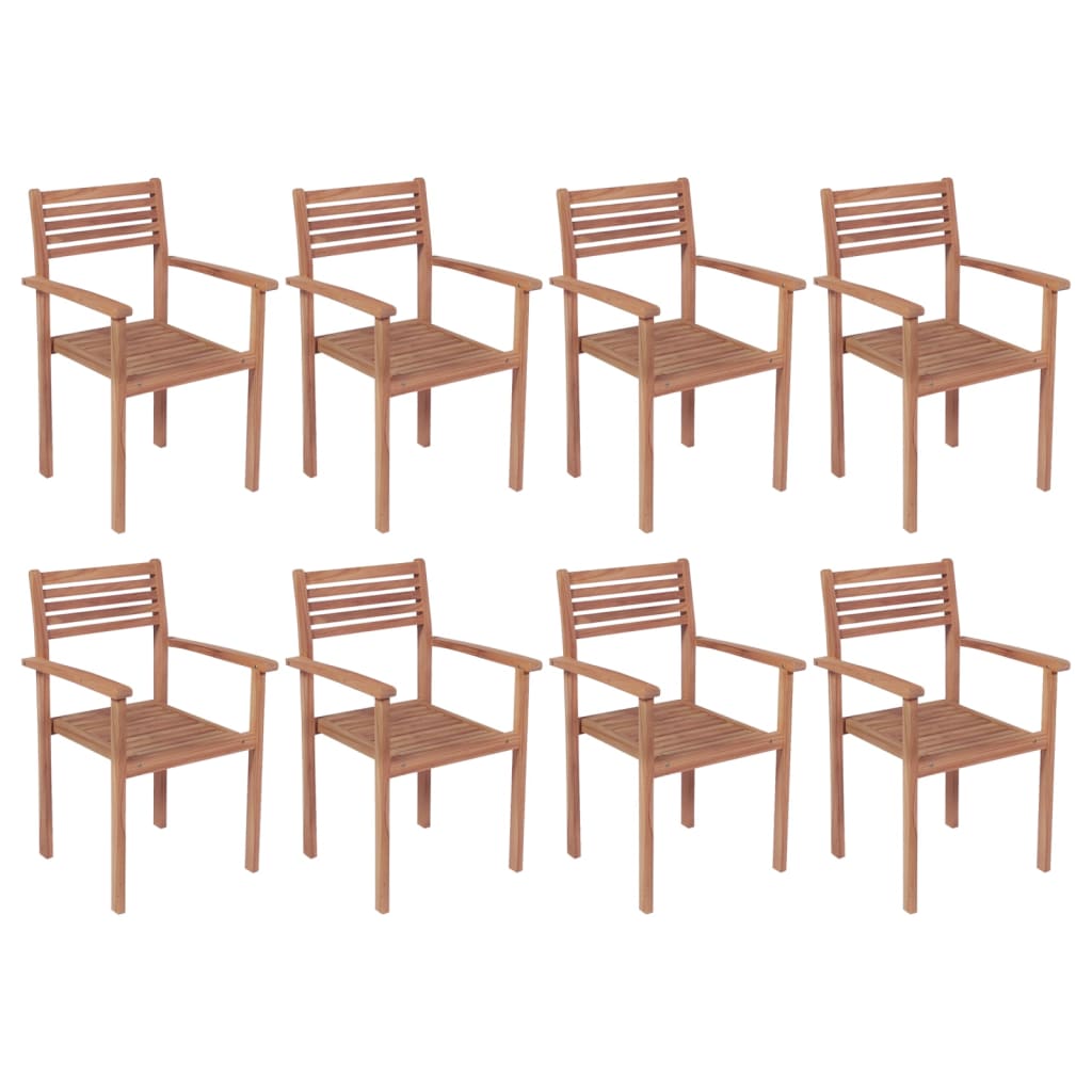 vidaXL Stapelbare Gartenstühle 8 Stk. Massivholz Teak