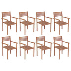 vidaXL Stapelbare Gartenstühle 8 Stk. Massivholz Teak