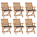 vidaXL Klappbare Gartenstühle mit Kissen 6 Stk. Massivholz Teak