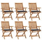 vidaXL Klappbare Gartenstühle mit Kissen 6 Stk. Massivholz Teak